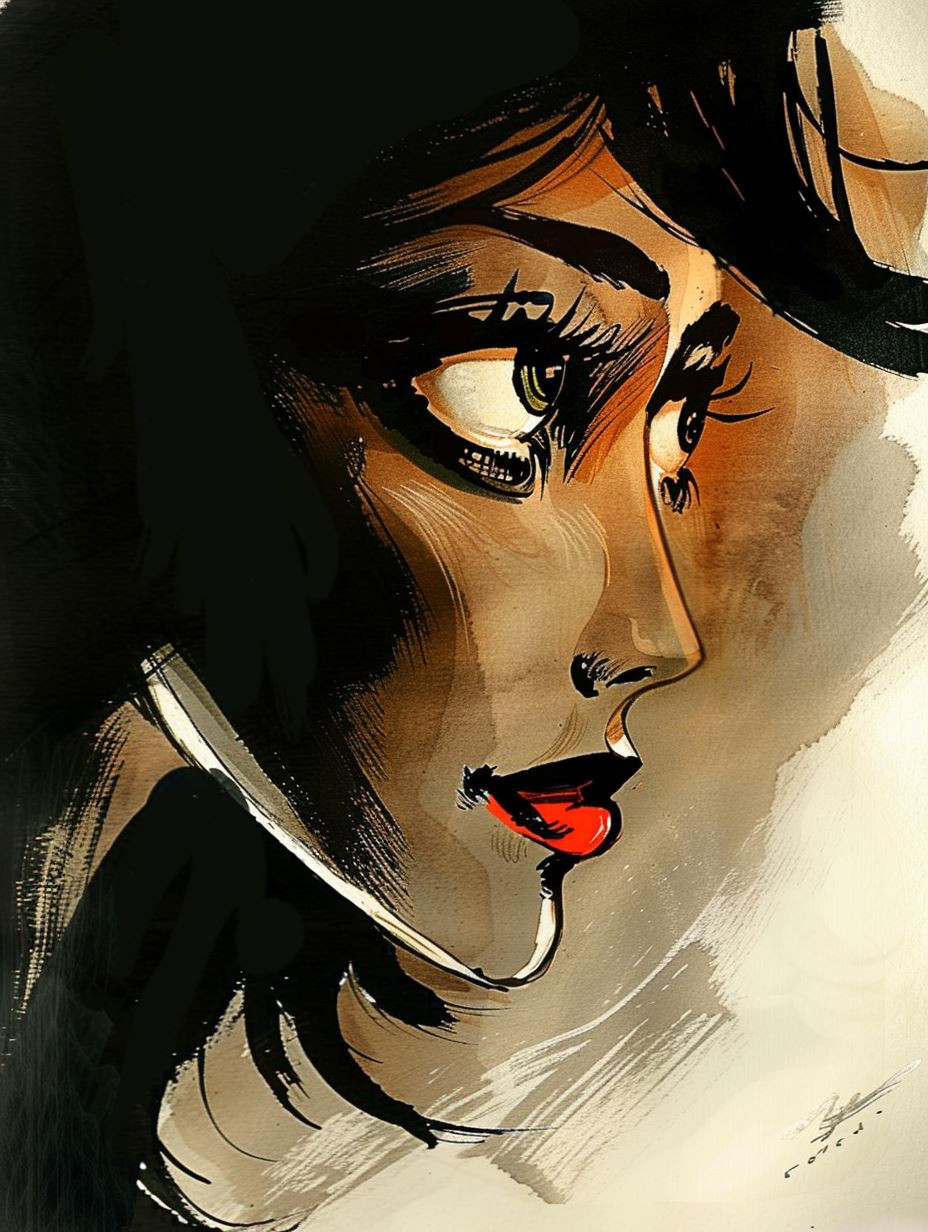 Noir Elegance in Ink Wash - Image 1