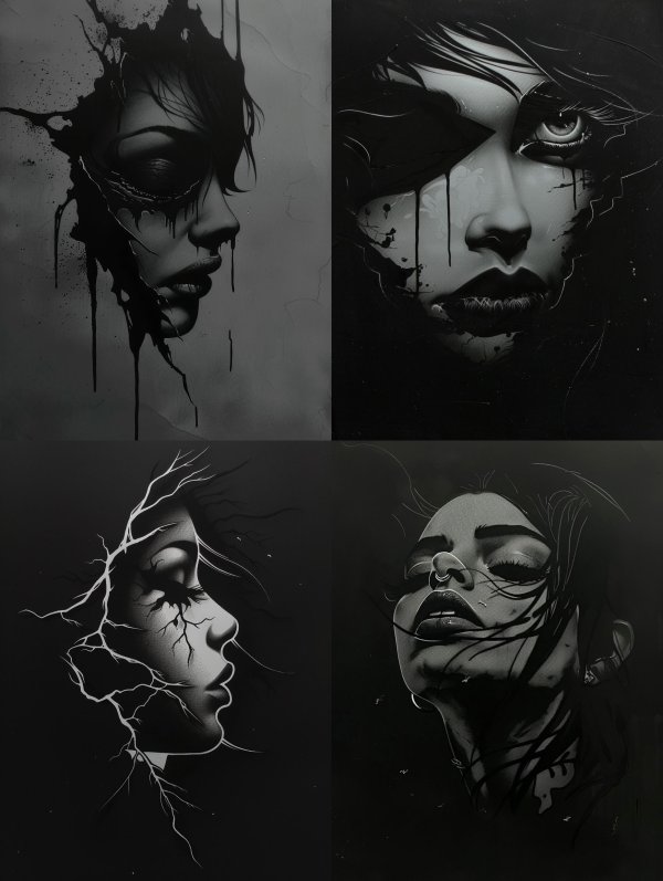 Dark Surrealist Fragmented Portraits