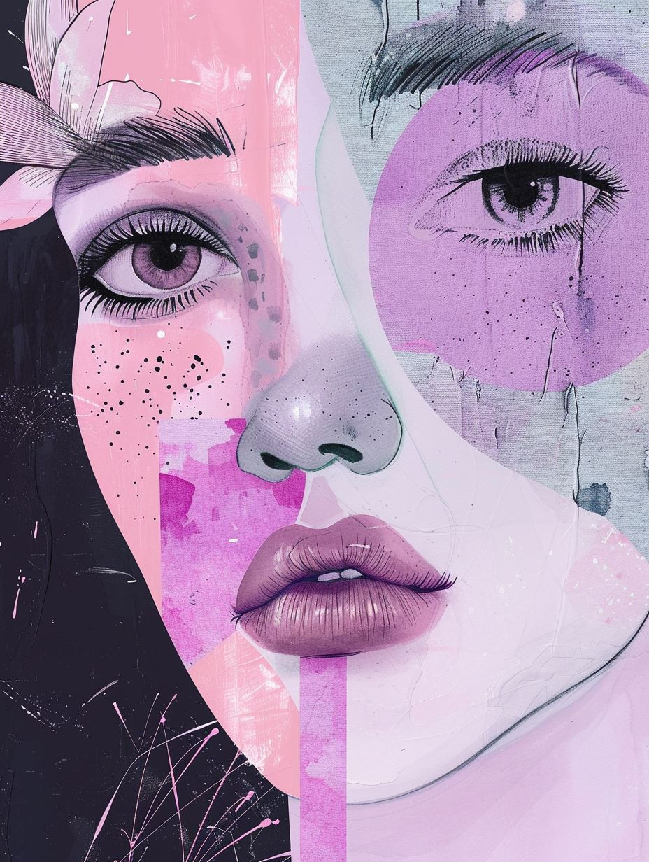 Fragmented Violet Dream Portrait - Image 1