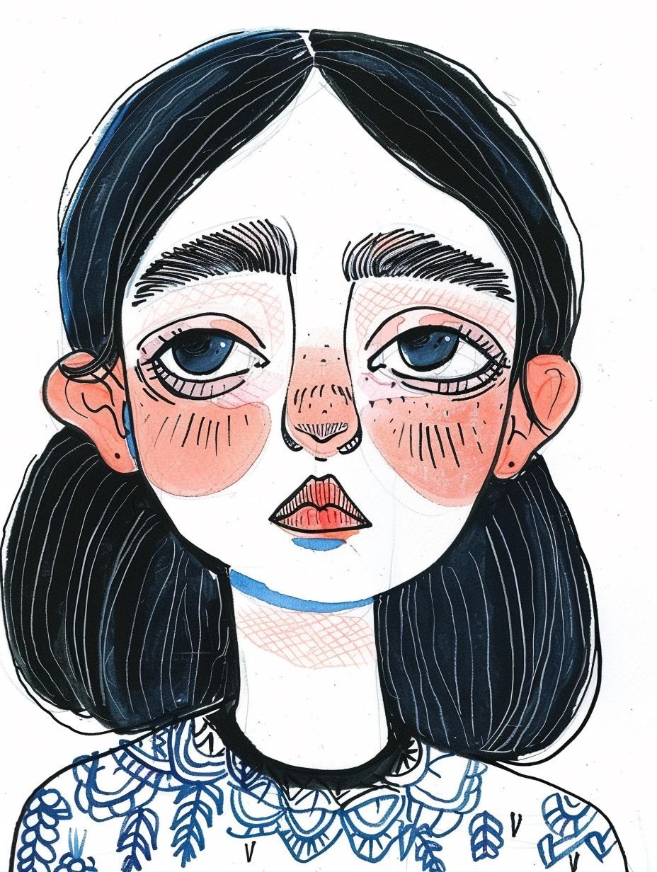 Whimsical Ink Portrait Study