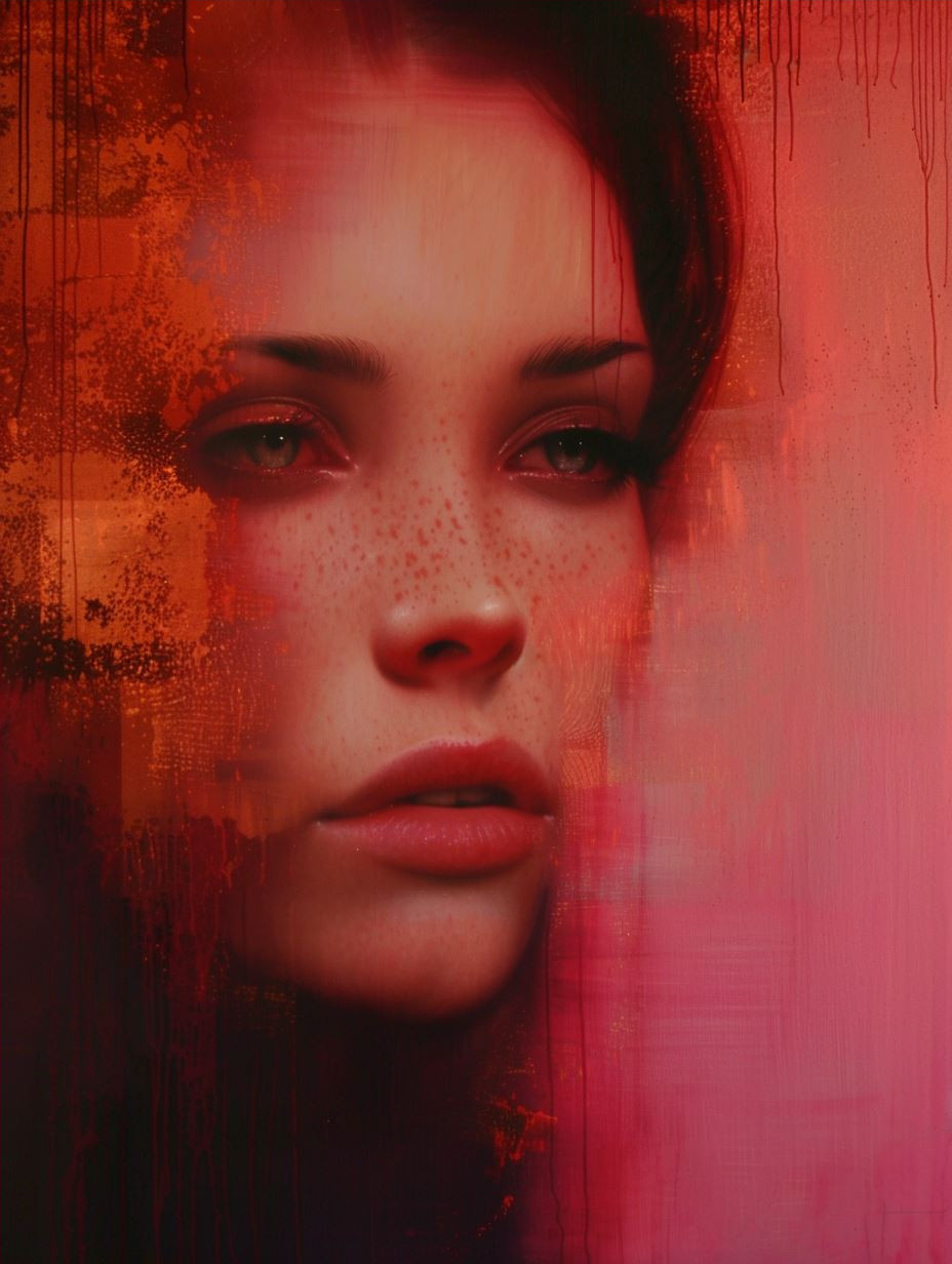 Crimson Haze Ethereal Portrait - Image 4