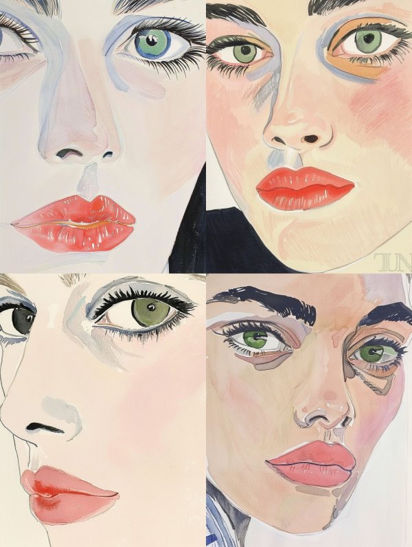 Gaze of Elegance: Watercolor Portraits