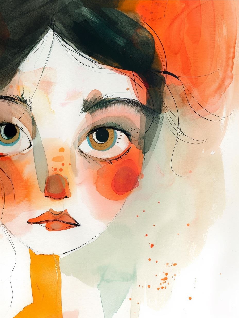 Ethereal Watercolor Portrait Study - Image 3