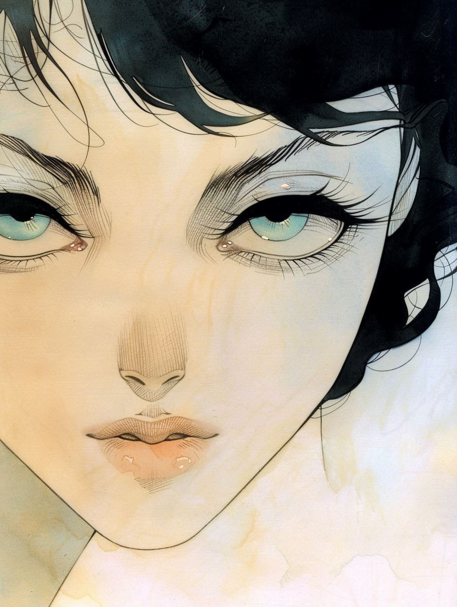 Ethereal Gaze: A Study in Ink - Image 3