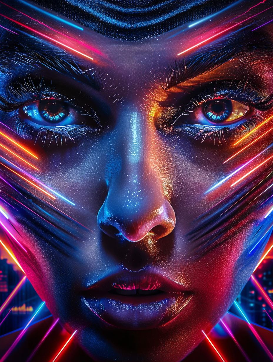 Cybernetic Gaze of Neon Light - Image 2