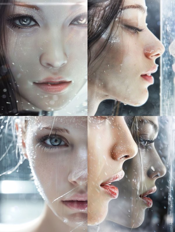 Ethereal Gaze Through Raindrops