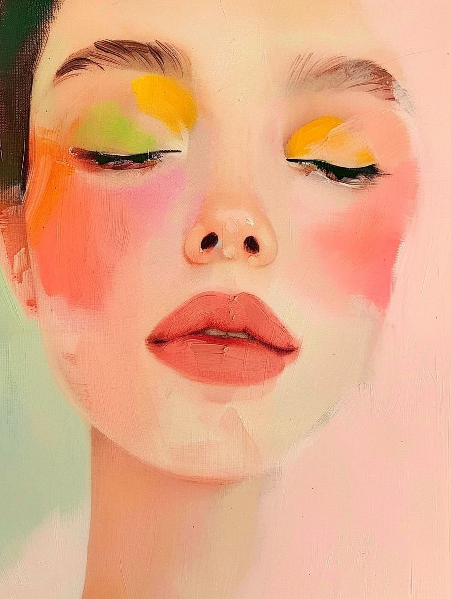 Pastel Dreams: A Four-Panel Portrait Study - Image 1