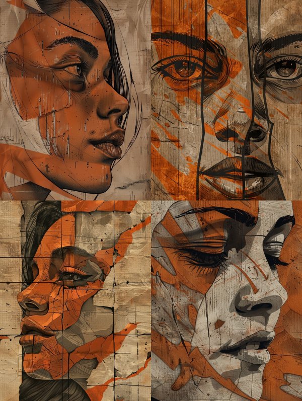 Fragmented Soul in Amber Hues