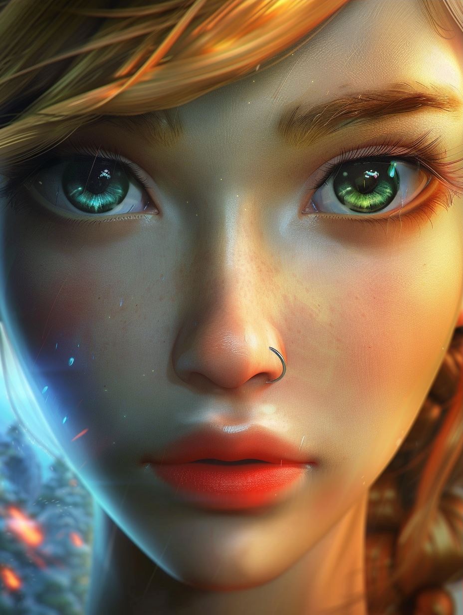 Radiant Amber Glow Portrait - Image 3