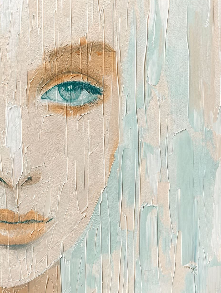 Ethereal Pale Blue Oil Portraits - Image 3