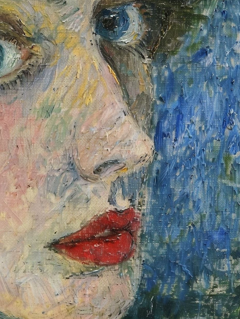 Melancholy Gaze in Textured Oil - Image 3
