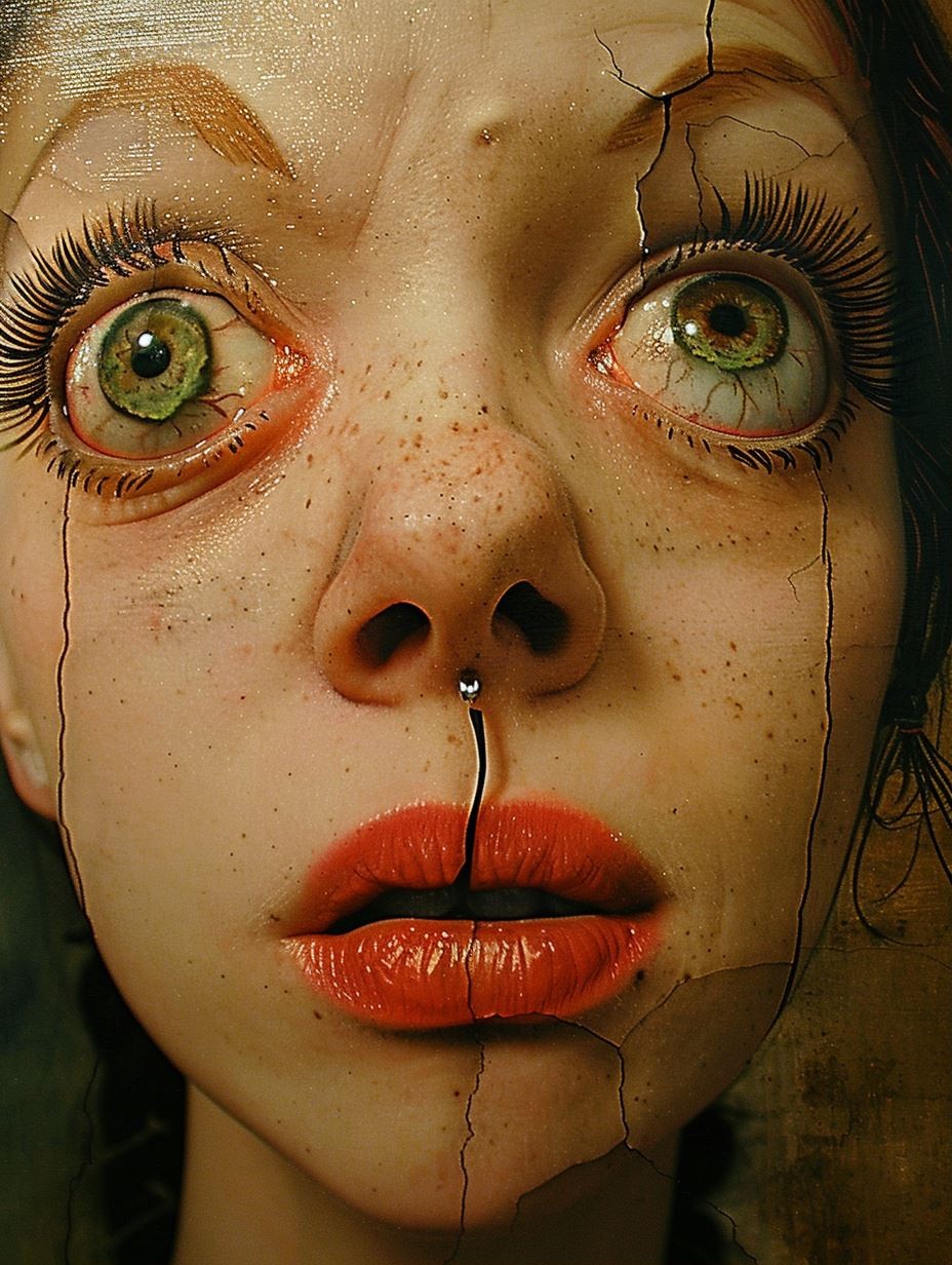 Fractured Porcelain Soul Portrait - Image 1
