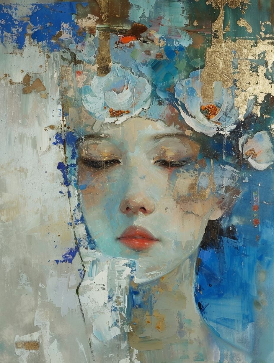 Ethereal Gaze in Gold Leaf - Image 4