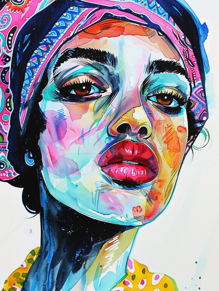Vibrant Watercolor Portrait Fusion - Image 4