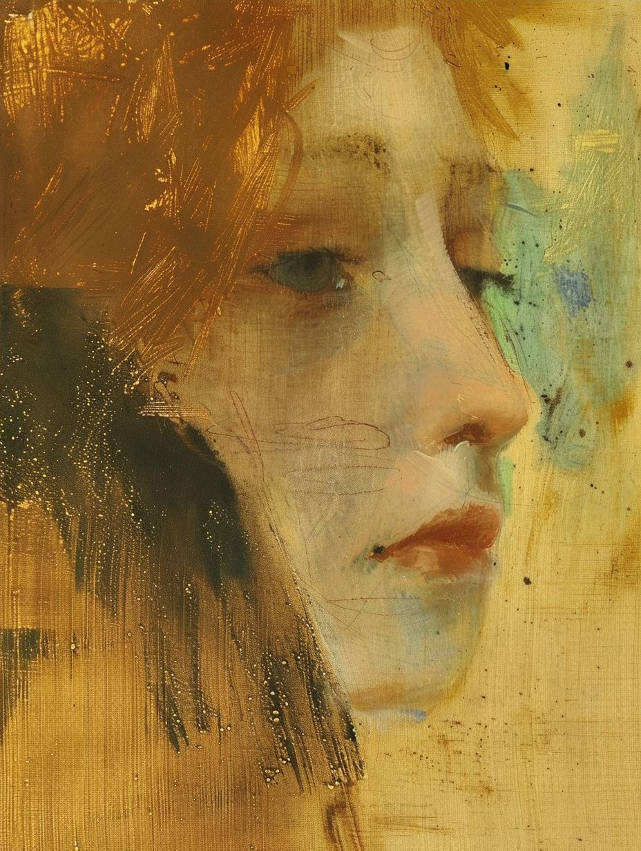 Ethereal Gaze in Golden Hues - Image 4
