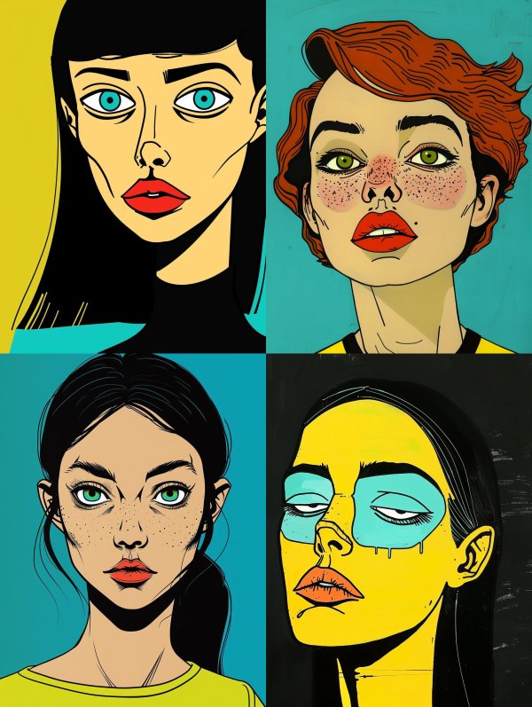 Pop Art Portraits of Four Diverse Women