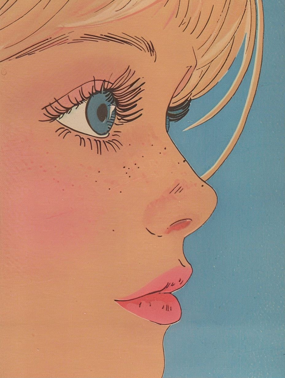 Vintage Anime Girl Portrait Collage - Image 1