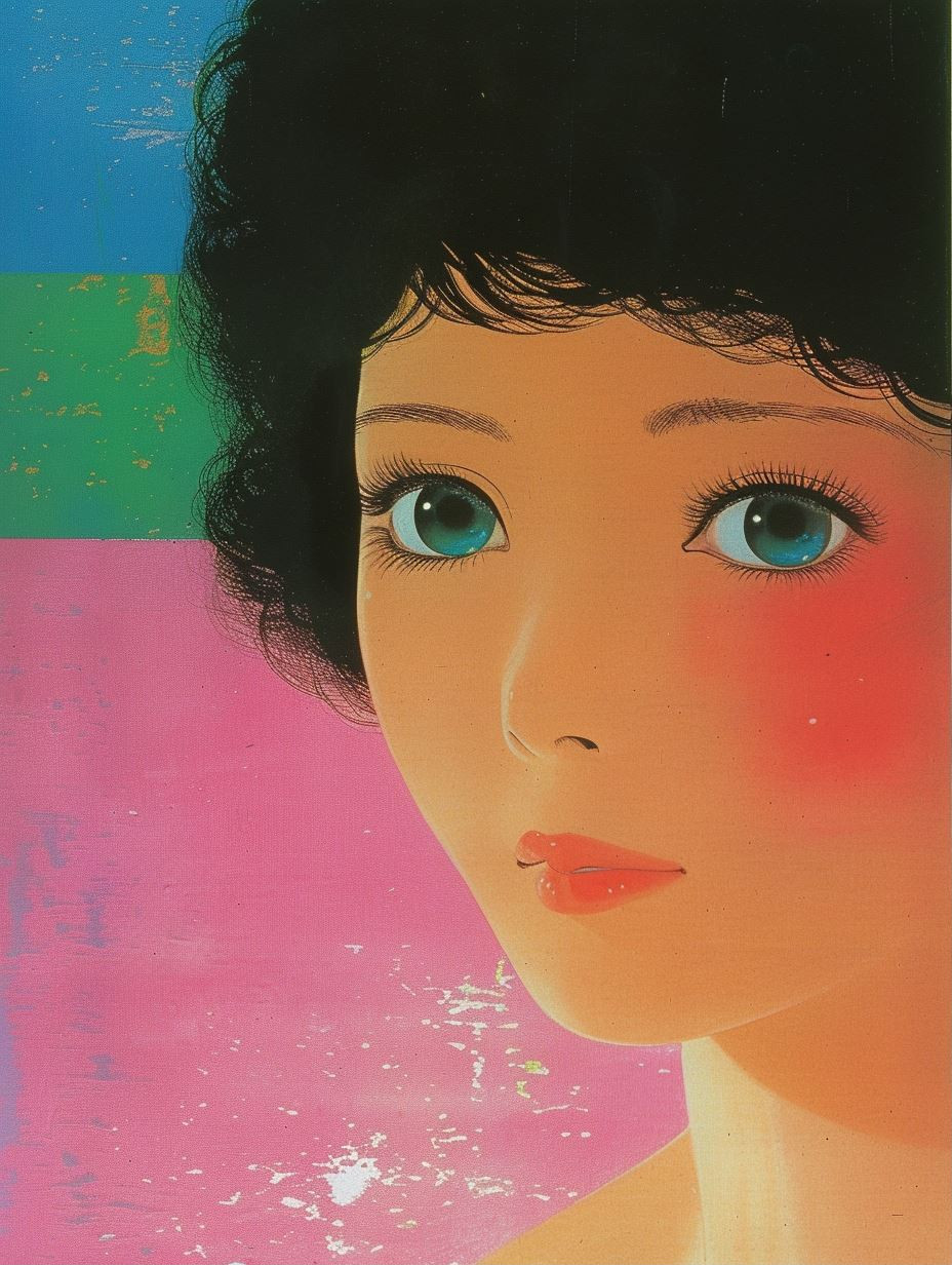 Vintage Japanese Pop Art Portrait - Image 1