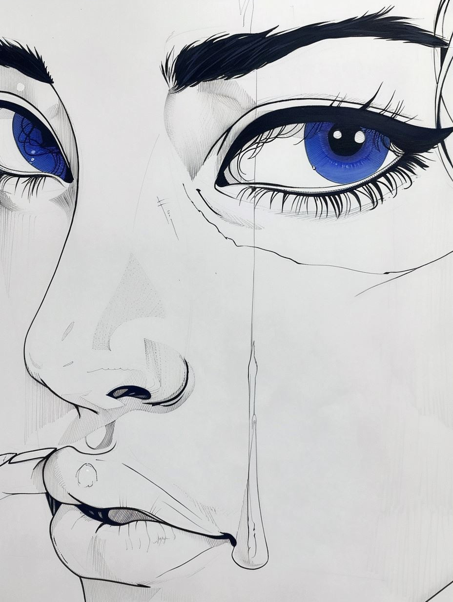 Ethereal Blue Gaze Sketches - Image 3