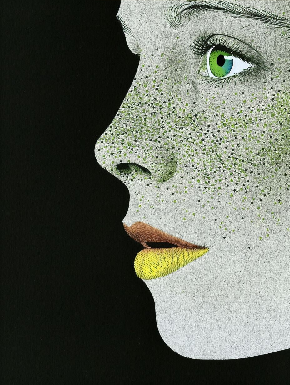 Surrealist Yellow and Green Portraits - Image 3