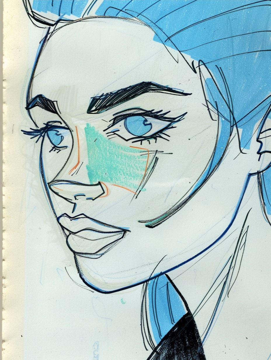Azure Gaze Comic Illustration - Image 3