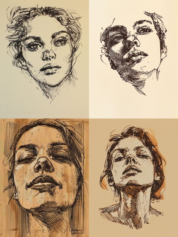 Expressions of Grace: Ink Portrait Studies