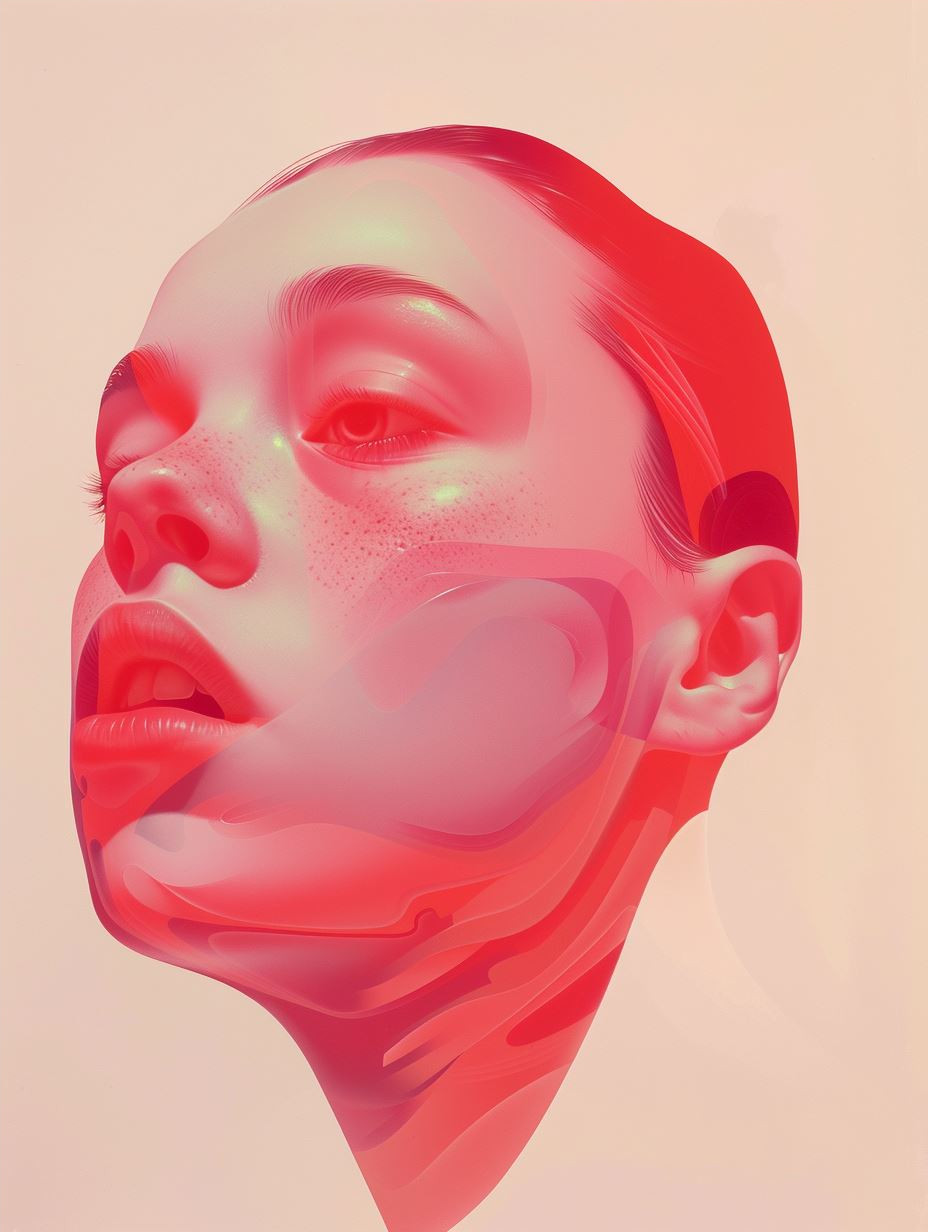 Ethereal Crimson Fluidity Portrait - Image 4