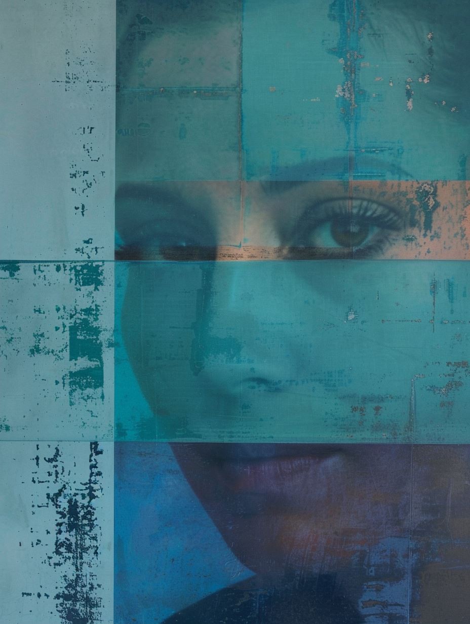 Fragmented Gaze in Distressed Wood - Image 2