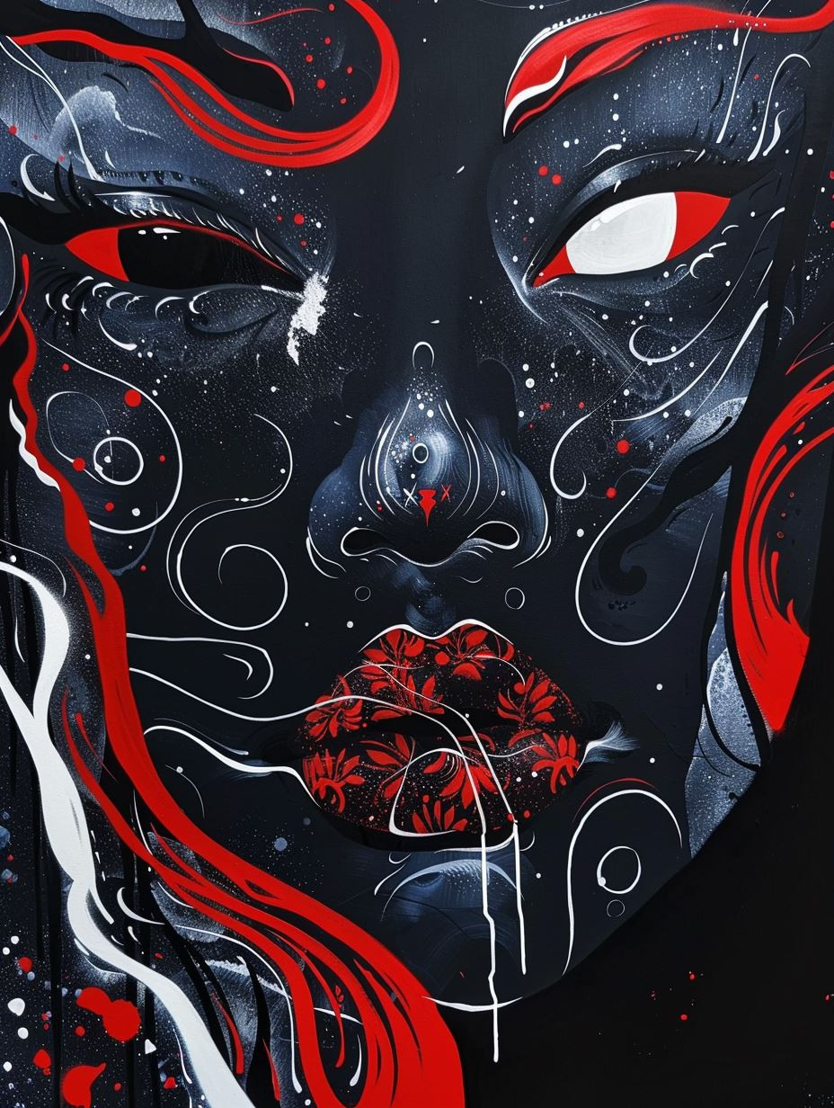 Crimson Flow Surreal Portrait - Image 3