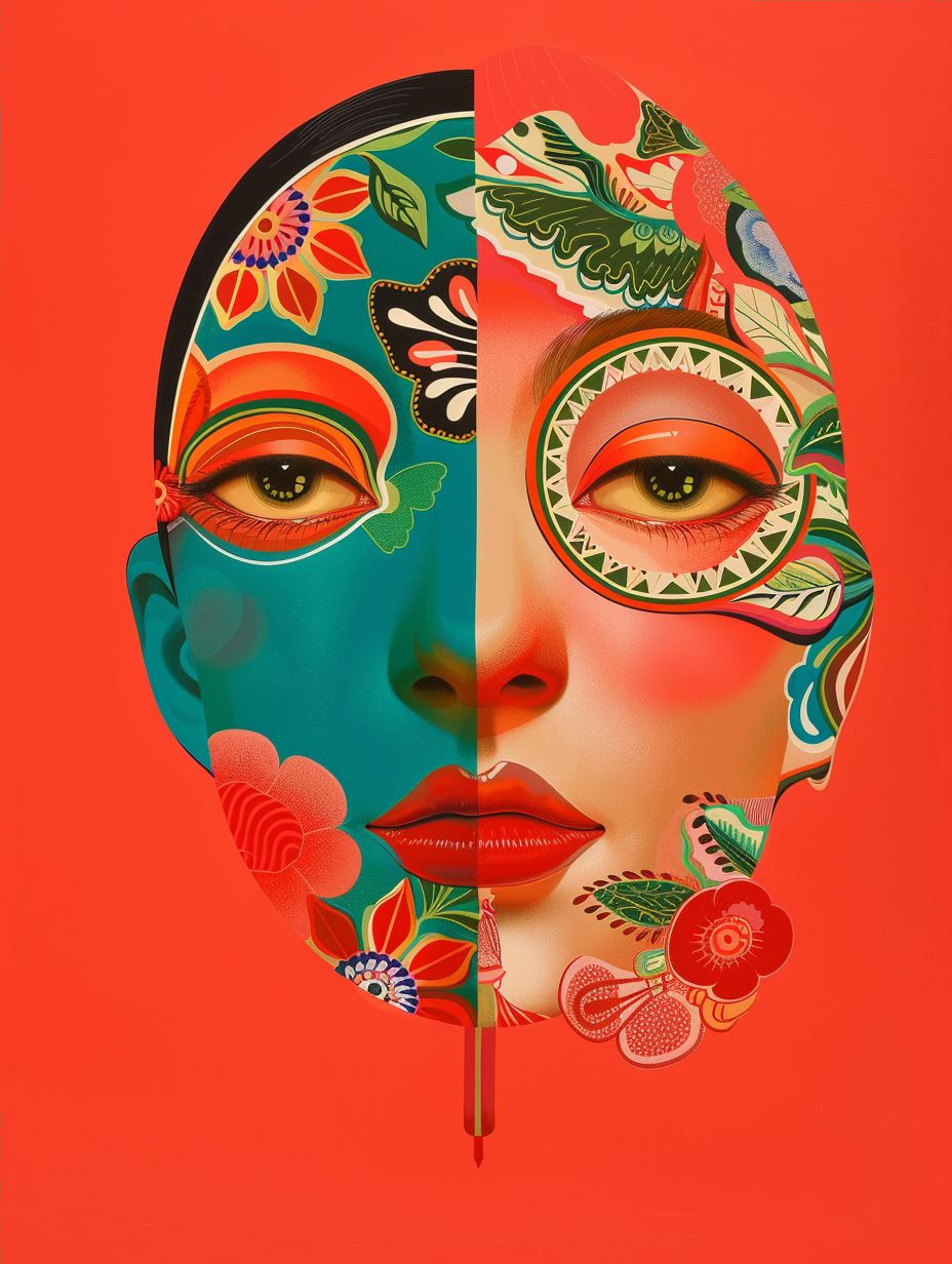 Crimson Masked Ethereal Portrait - Image 4