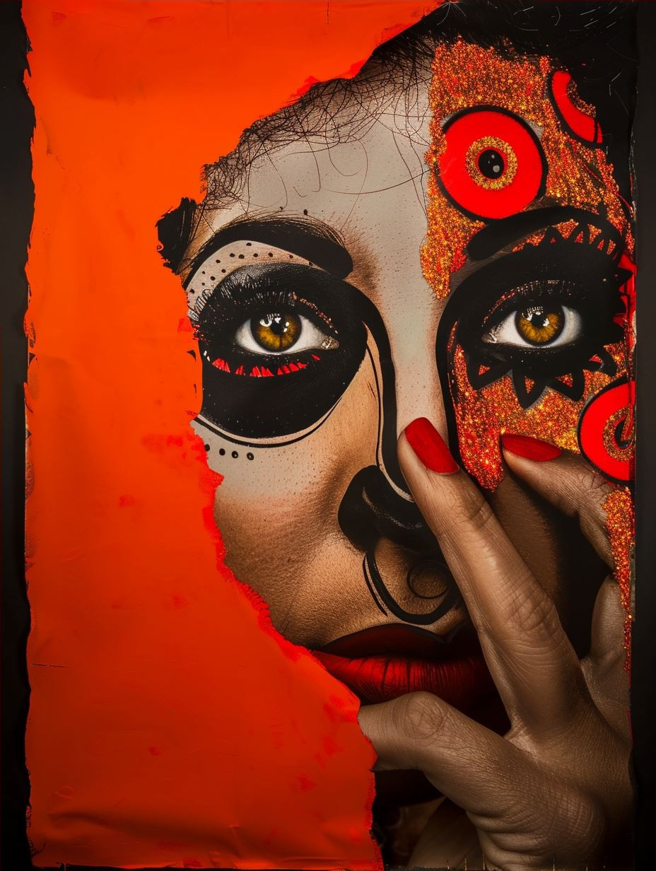Crimson Accents in Monochrome Portrait - Image 4