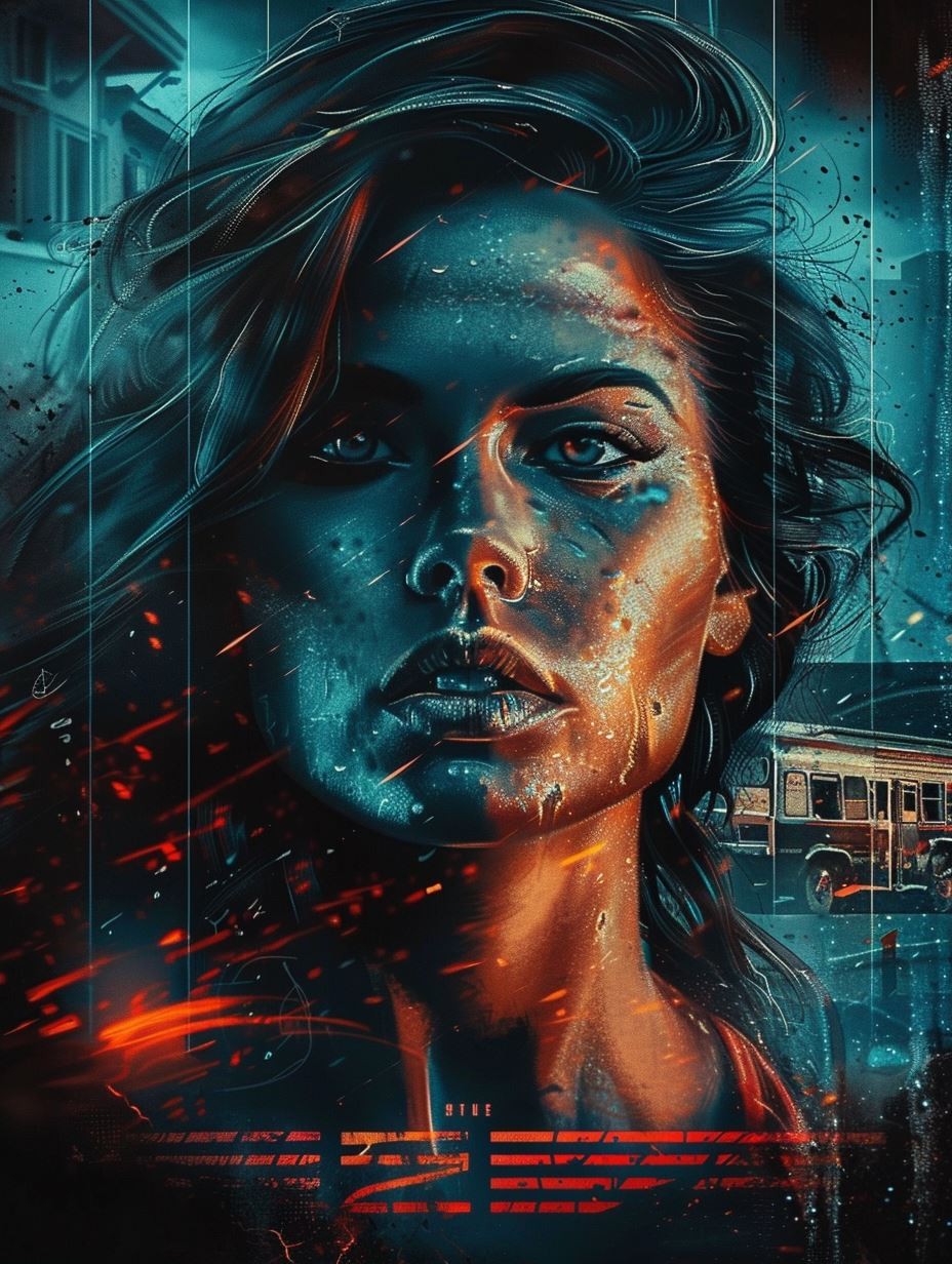 Neon Rain Cyberpunk Portrait