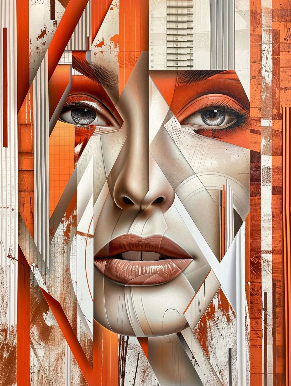 Fragmented Beauty in Orange - Image 4