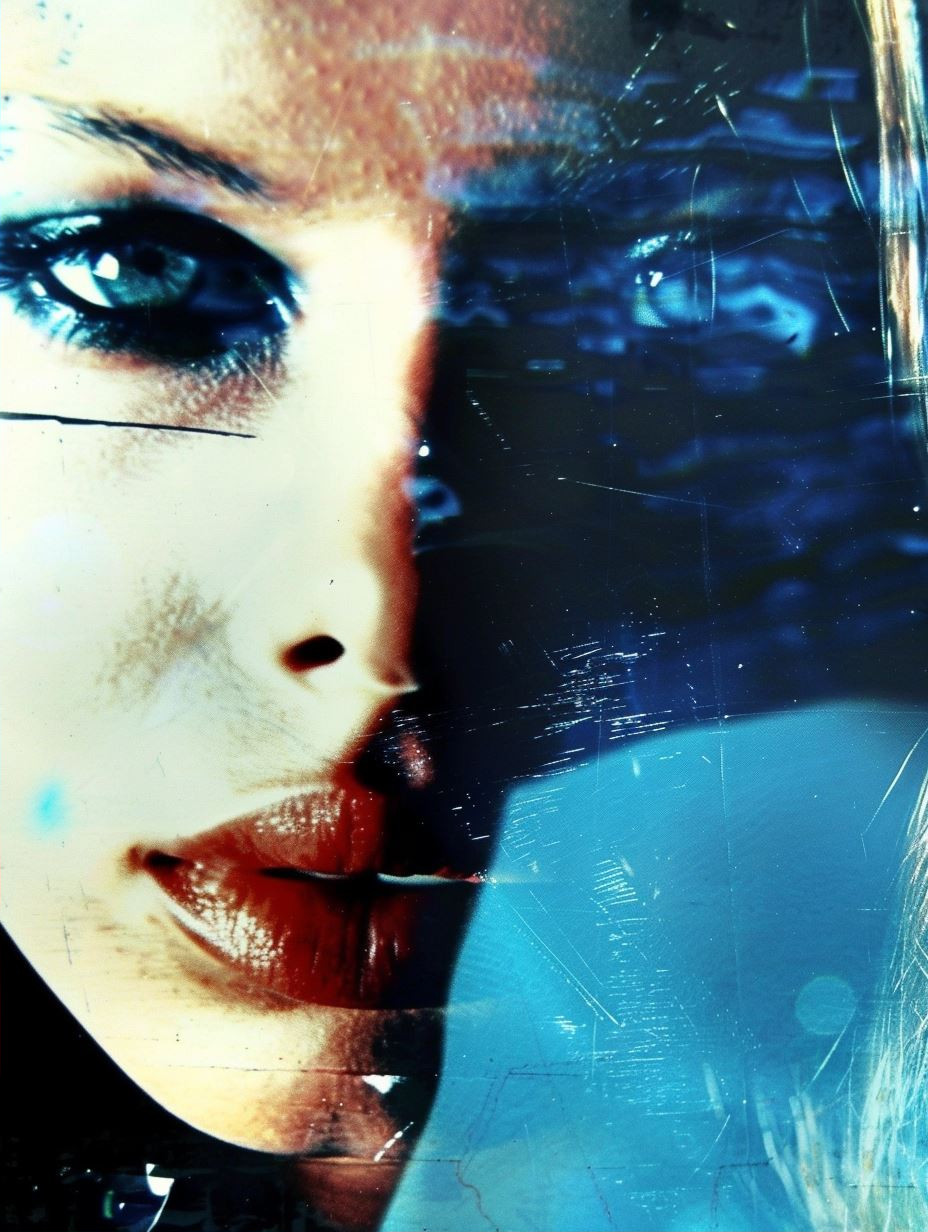 Fragmented Blue Neon Portraits - Image 2