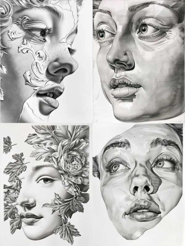 Surrealist Graphite Portrait Studies