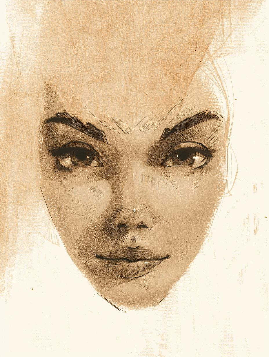 Sepia Toned Ethereal Portrait Sketch - Image 3