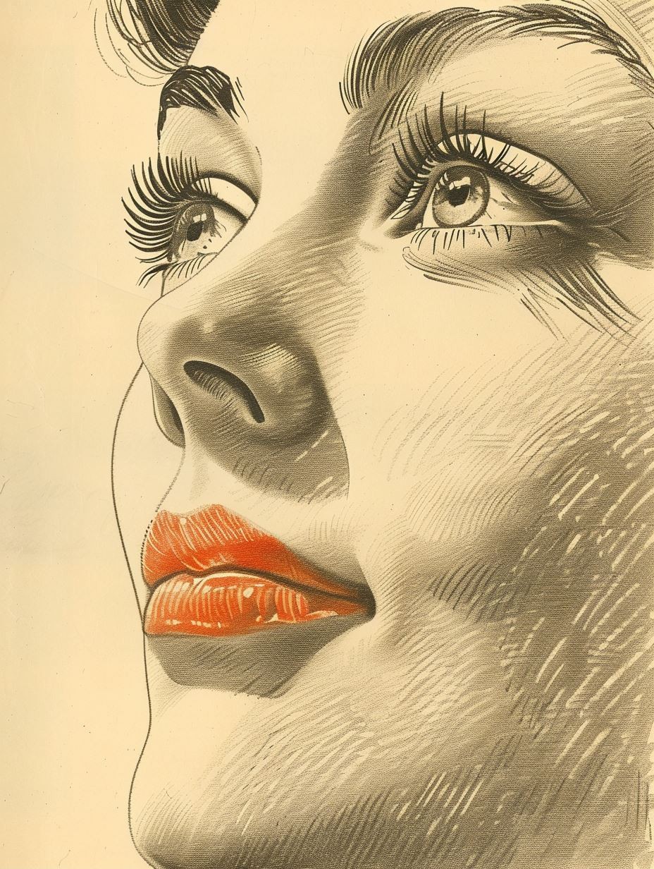 Vintage Glamour Ink Portrait