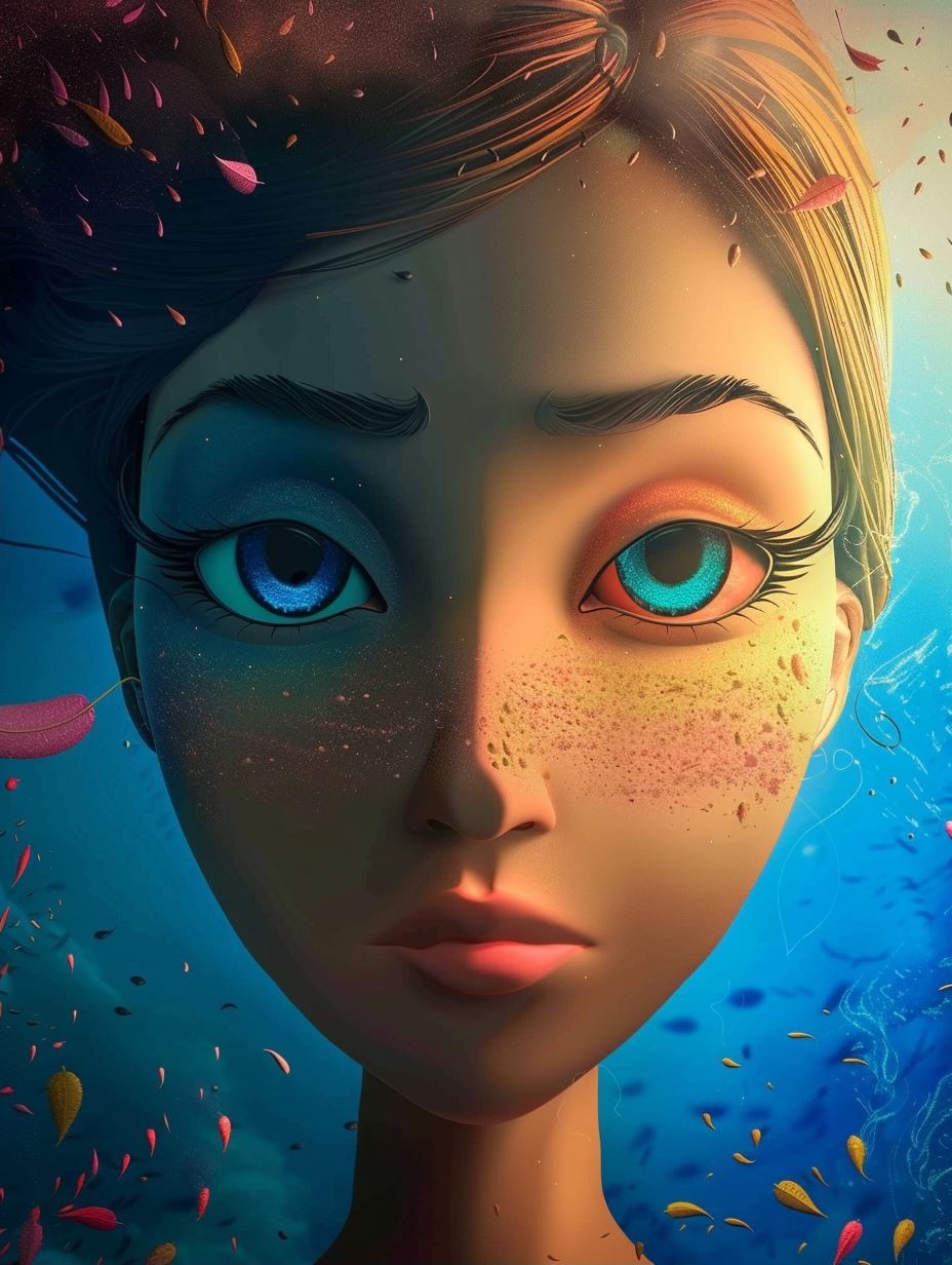 Hyper-Realistic Neon Azure Gaze - Image 2
