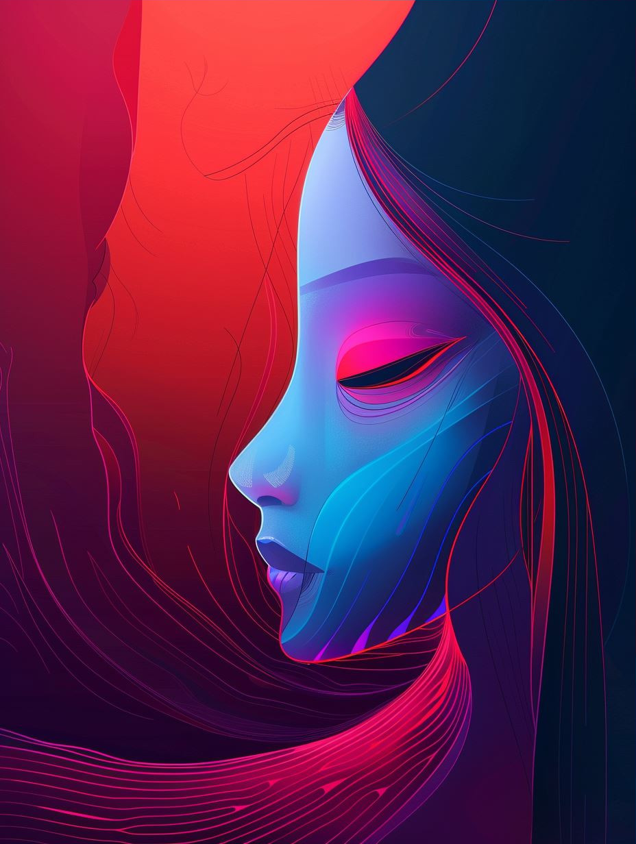 Neon Dreams: Ethereal Blue Portraits - Image 3