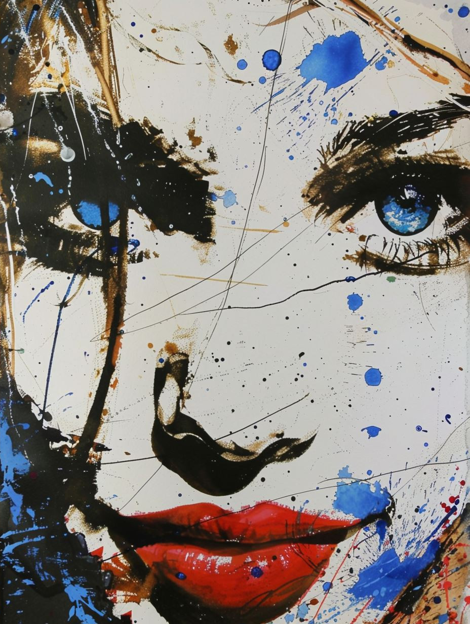 Abstract Blue Splatter Portraiture - Image 2