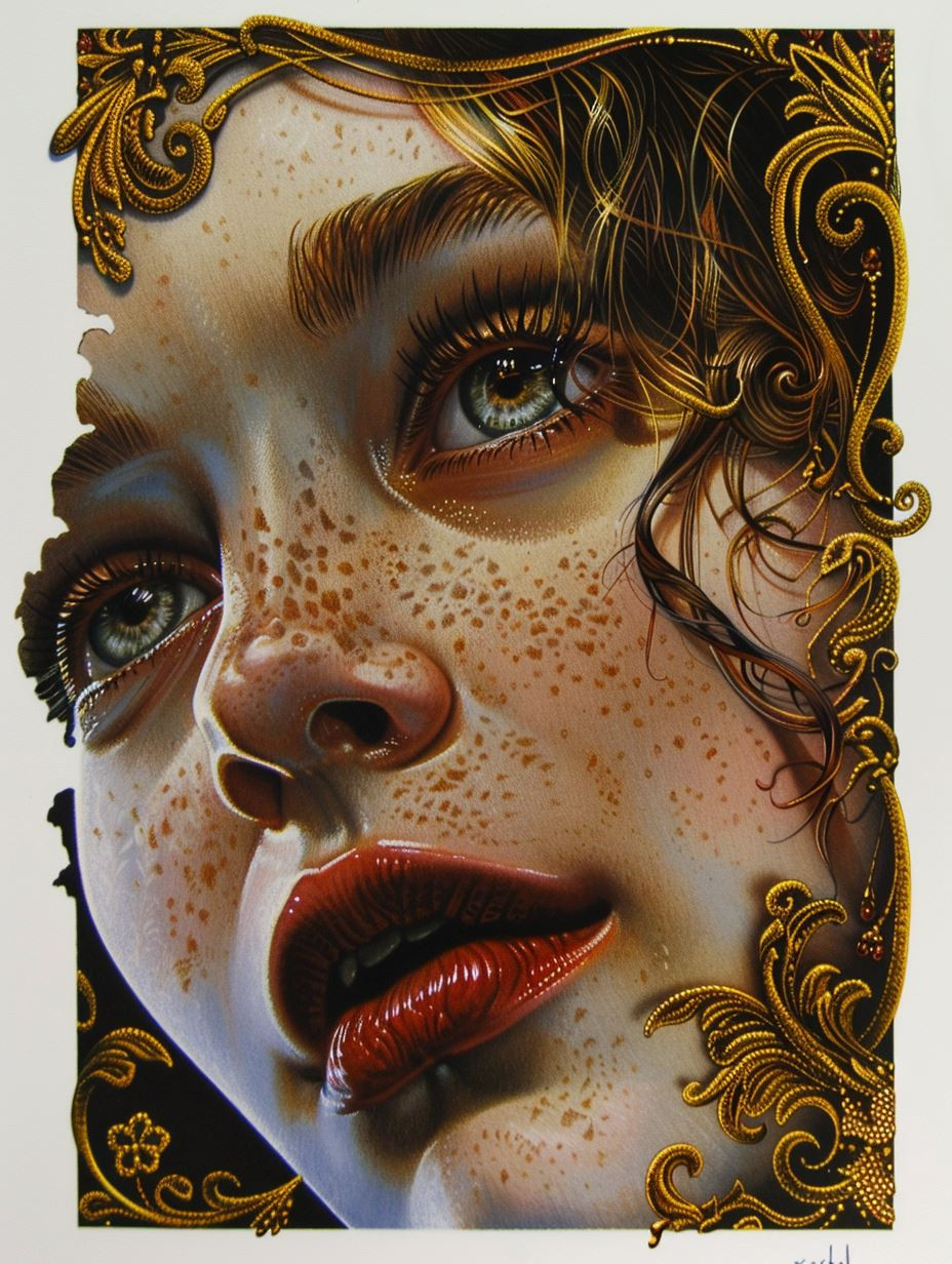 Golden Ornate Venetian Mask Portraits - Image 1
