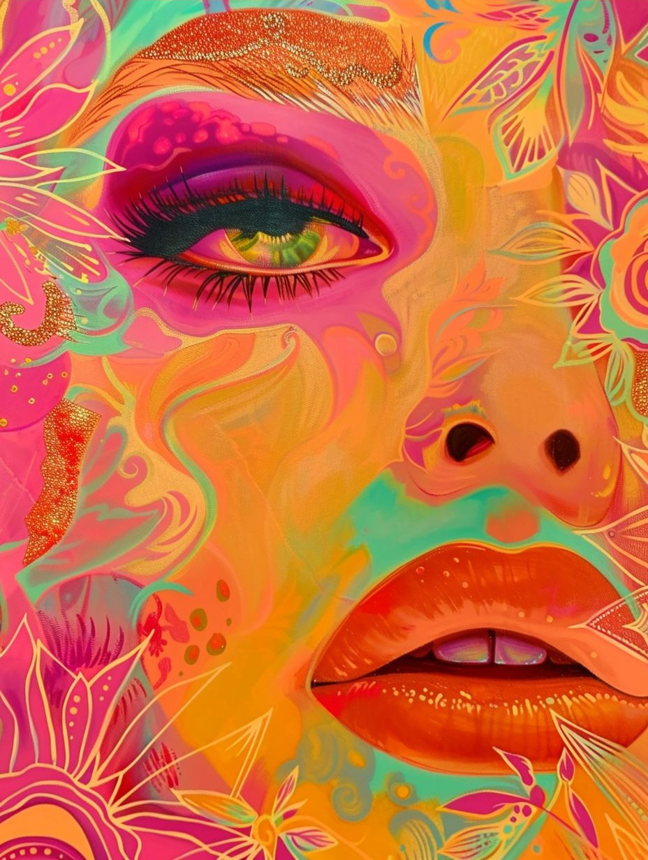 Vibrant Neon Floral Portraits - Image 3