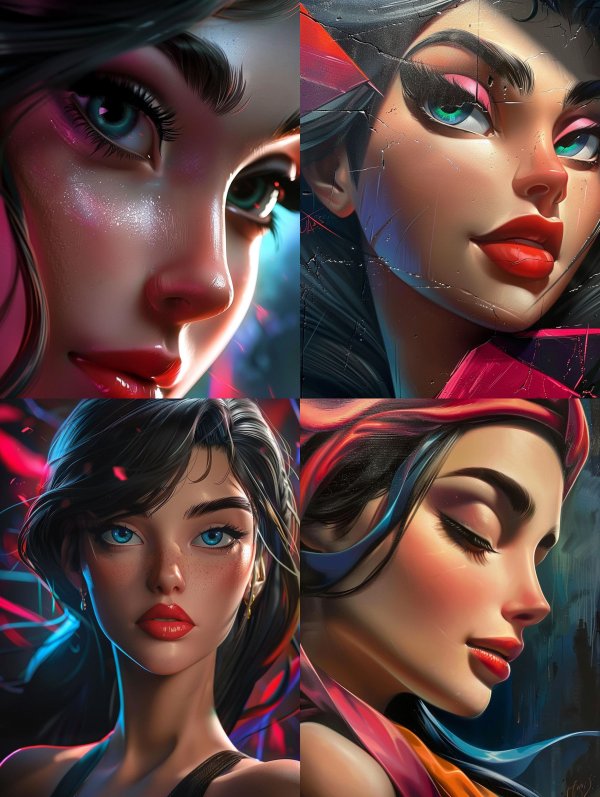 Neon Visions: Digital Beauty Portraits