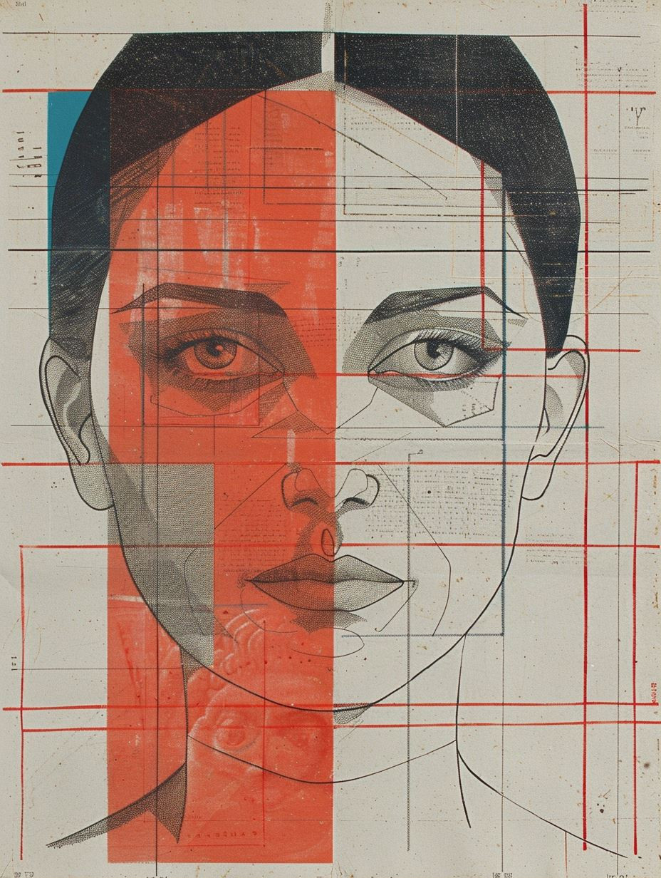 Geometric Red Portrait Studies - Image 1