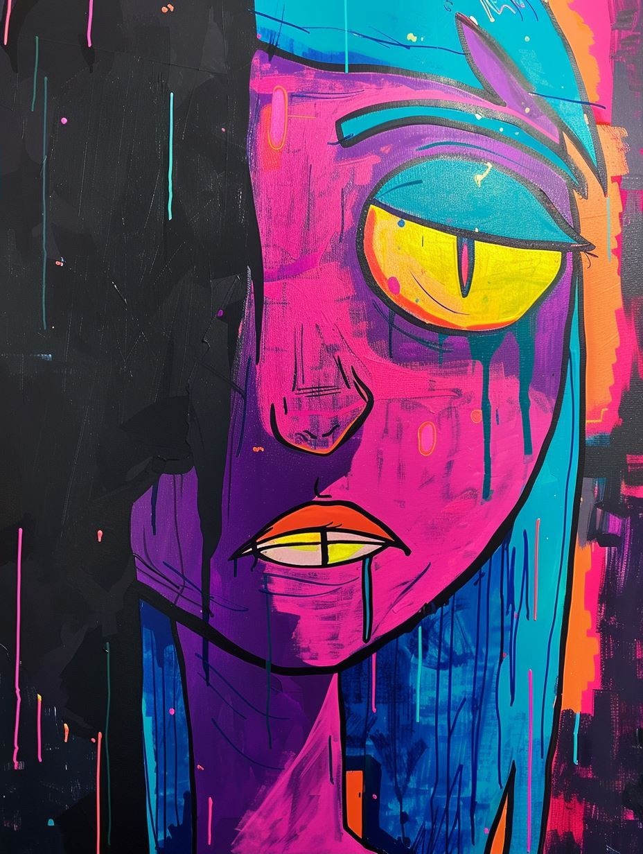 Neon Cyberpunk Emotional Portrait - Image 2