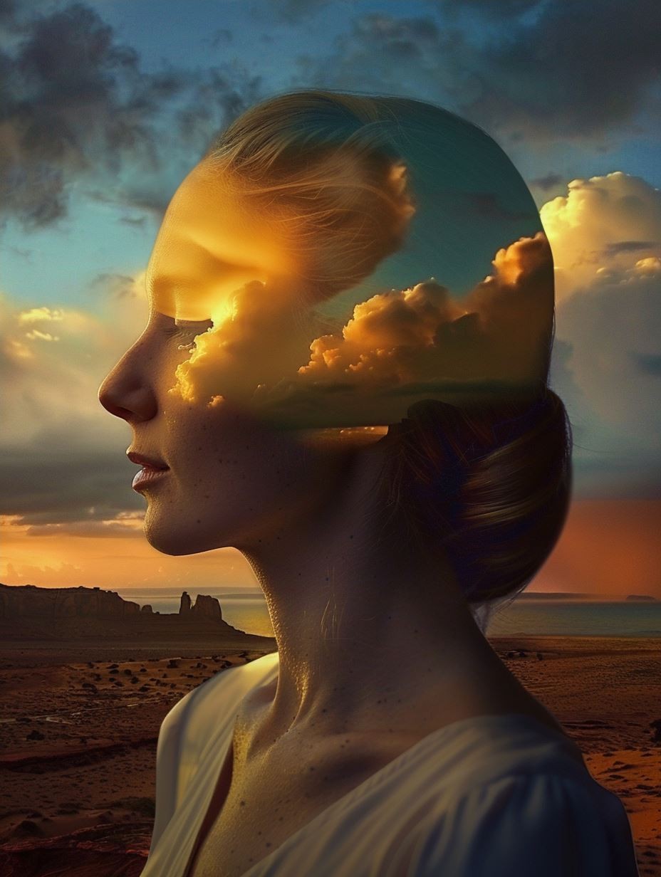 Celestial Gaze Through Golden Clouds - Image 4