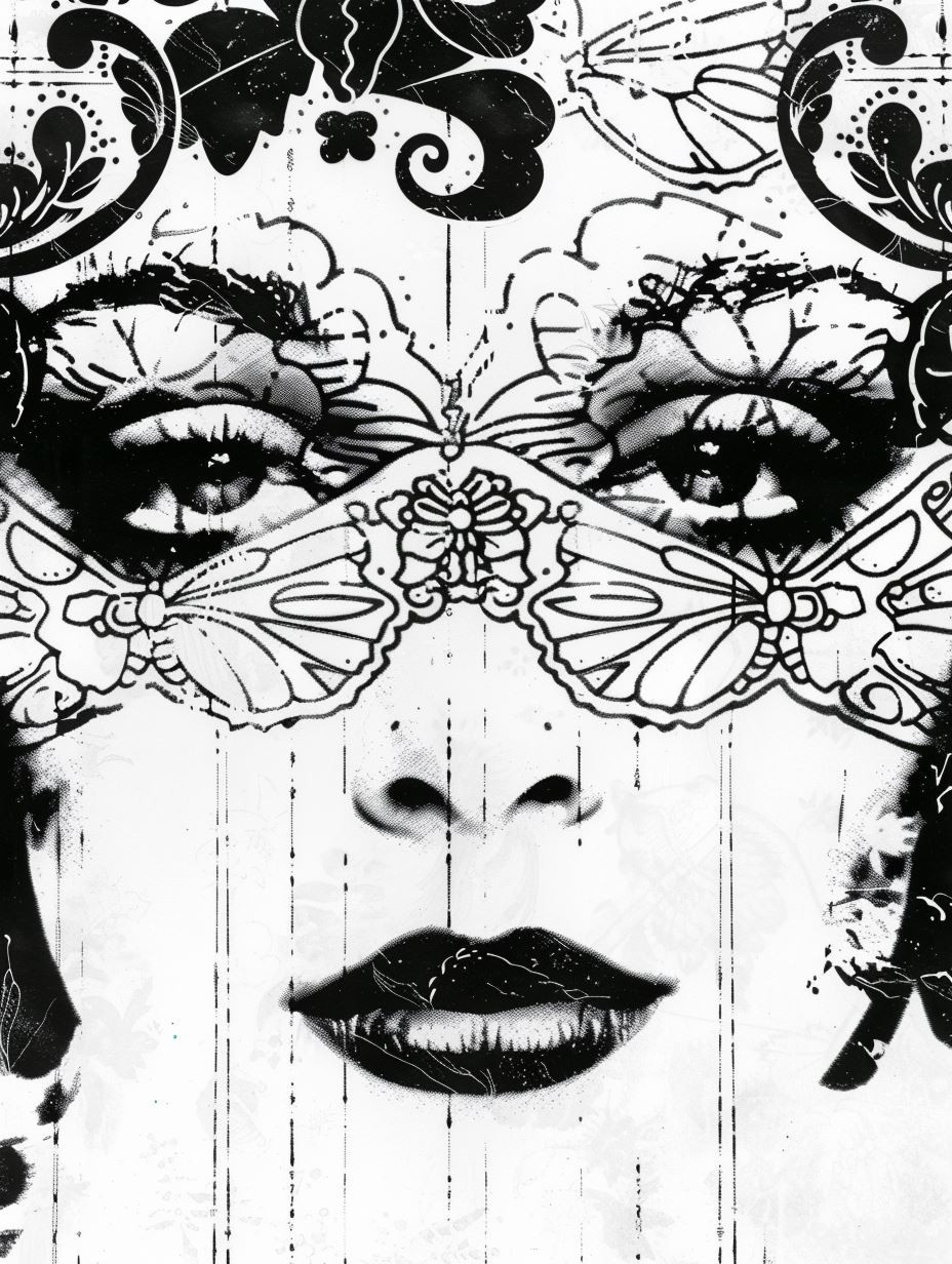 Noir Floral Portrait Collage - Image 1