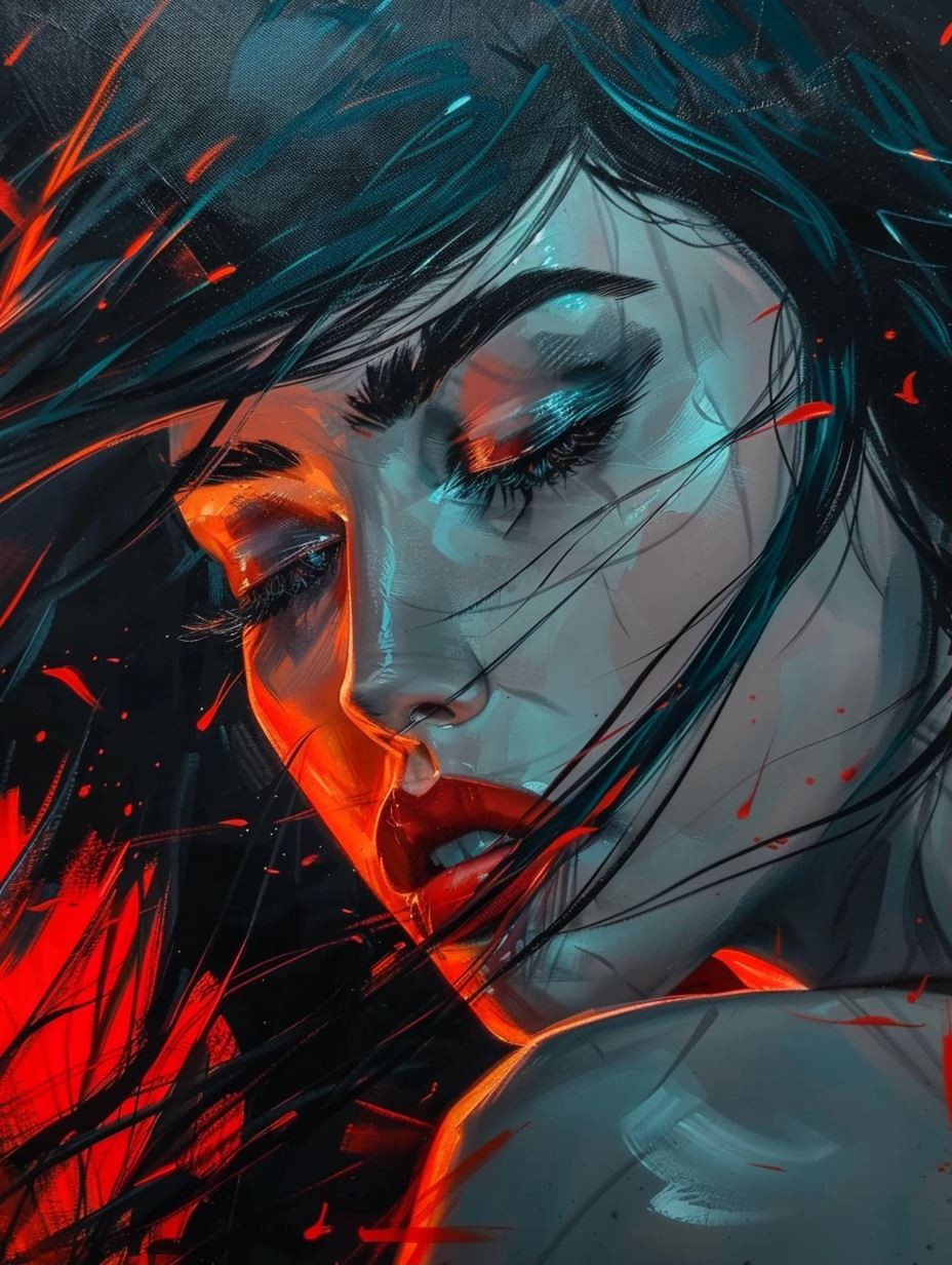 Neon Ember Cinematic Portrait
