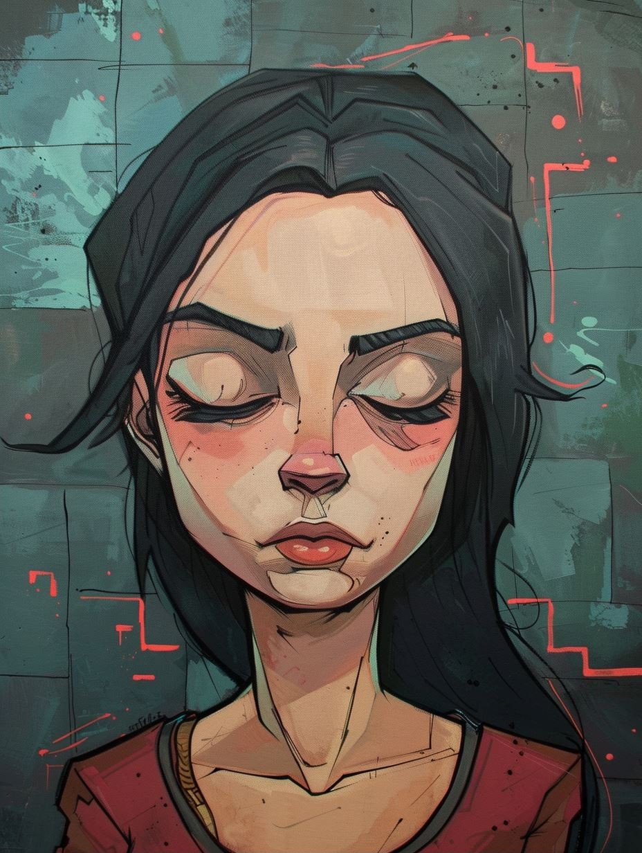 Melancholy Gaze Stylized Portrait - Image 2