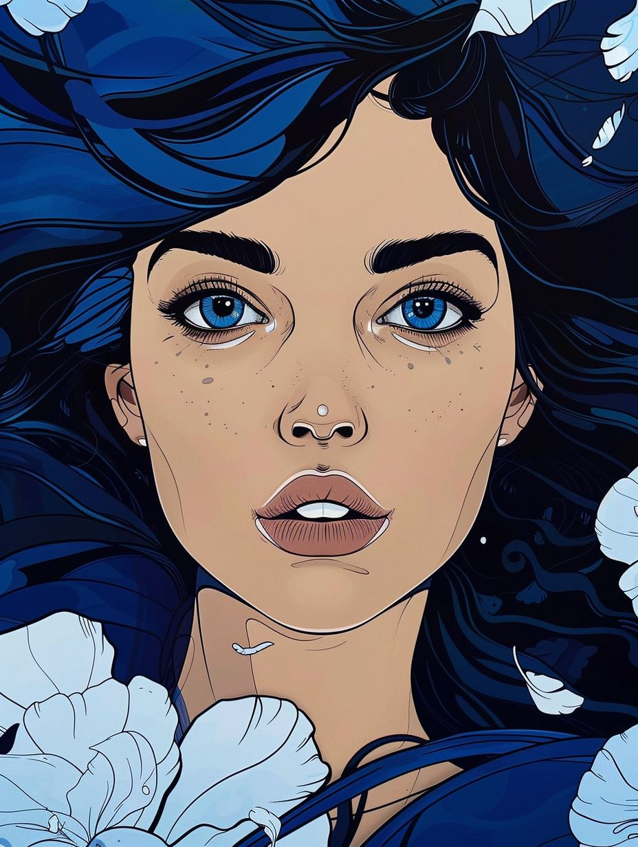 Ethereal Blue Portrait Study - Image 1